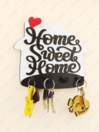 Home Sweet Home Yazılı Ahşap Anahtar Askısı Duvar Dekoru