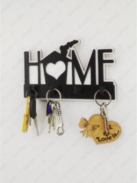 Ev Figürlü Home Yazılı Ahşap Anahtar Askısı