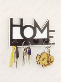 Dekoratif Home Yazılı Ahşap Anahtar Askısı