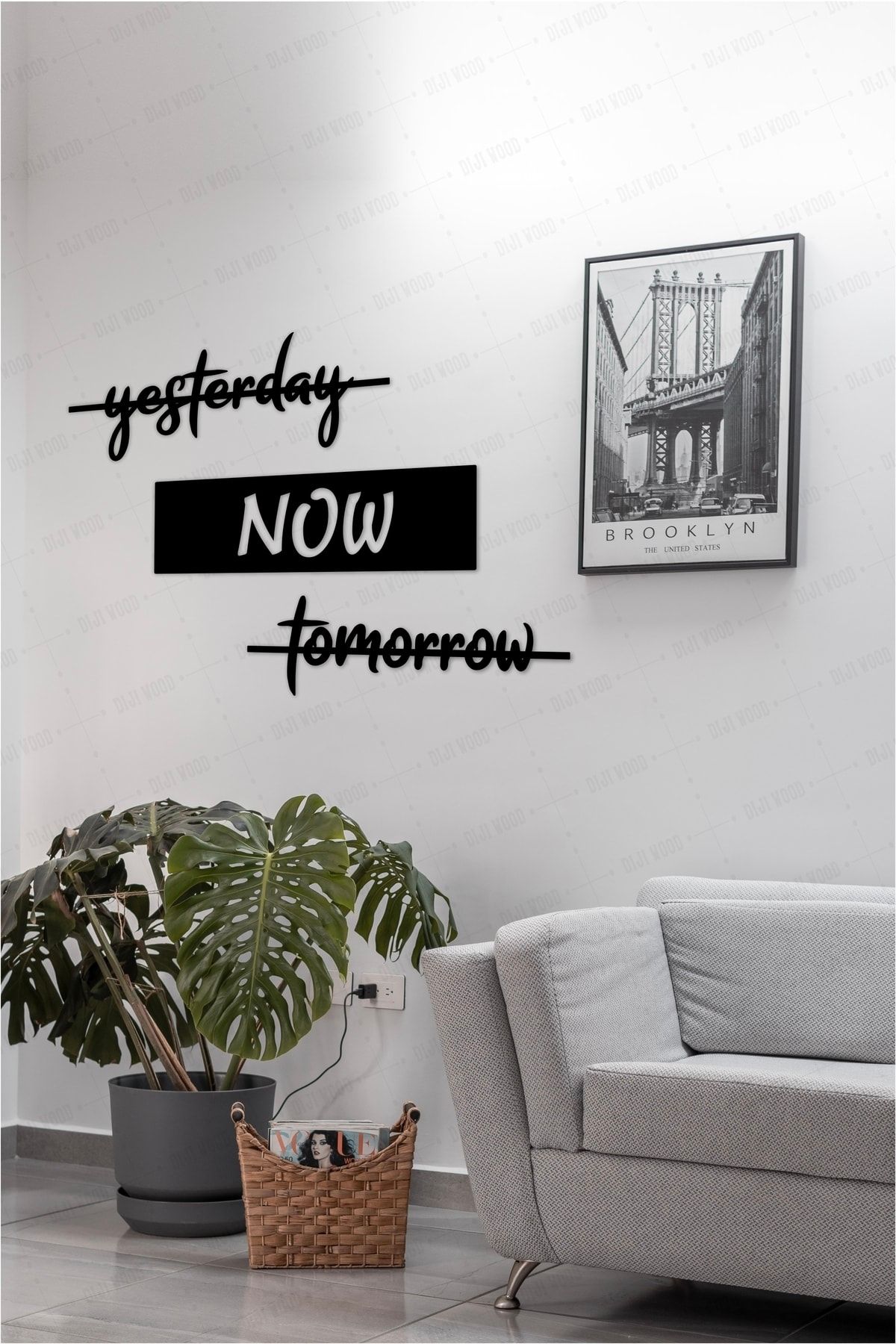 Yesterday Now Tomorrow Ahşap Ingilizce Duvar Dekoru Tablo Süs 3 Parça