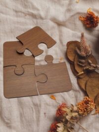 Birleşen Parçalı Puzzle Ahşap Bardak Altlığı Takımı