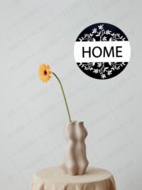 Minimalist "HOME" Yazılı Yaprak Figürlü Ev Dekorasyonu