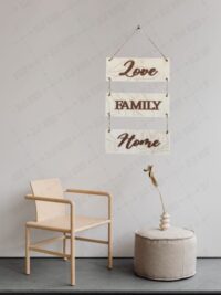 Love Family Home 3'lü Ahşap Dekoratif Duvar Panosu (3D)